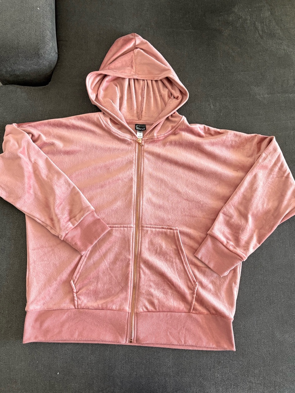 Felina Rose Gold Luxe Velour Zip Hoodie & Jogger Set - Picture 8 of 10